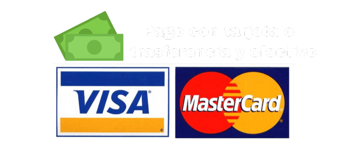 Pago con tarjeta y efectivo visa y mastercad